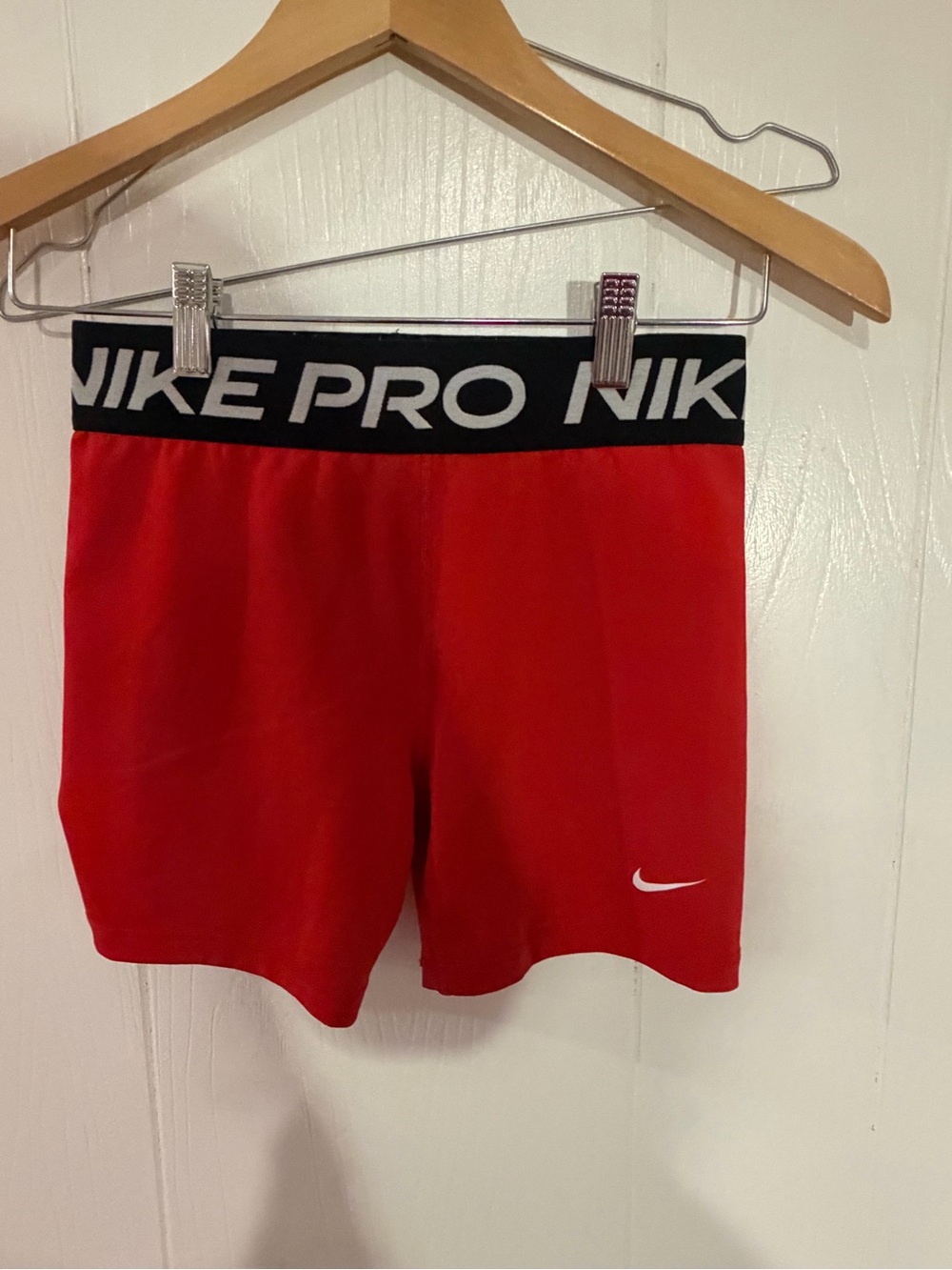 Nike Red Compression Training Shorts with Black Waistband